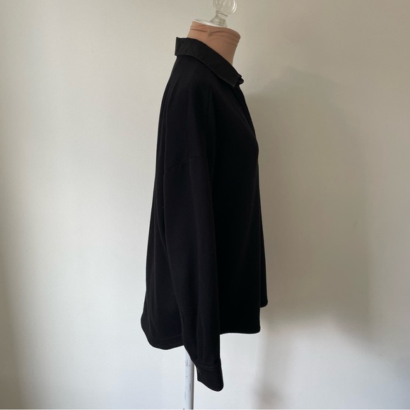 Rag & Bone Women’s Cotton Blend Soft Black Polo Quarter Button Collared Top XS - Picture 4 of 11